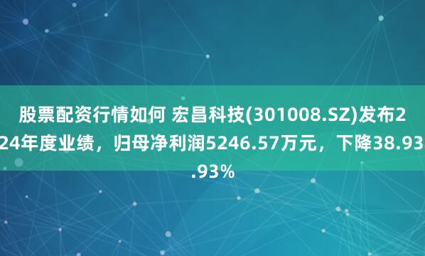 股票配资行情如何 宏昌科技(301008.SZ)发布2024年度业绩，归母净利润5246.57万元，下降38.93%