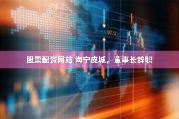 股票配资网站 海宁皮城，董事长辞职