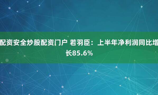 配资安全炒股配资门户 若羽臣：上半年净利润同比增长85.6%