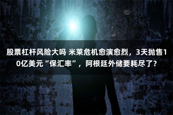 股票杠杆风险大吗 米莱危机愈演愈烈,3天抛售10亿美元“保汇率”,阿根廷外储要耗尽了?