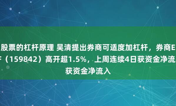 股票的杠杆原理 吴清提出券商可适度加杠杆，券商ETF（159842）高开超1.5%，上周连续4日获资金净流入